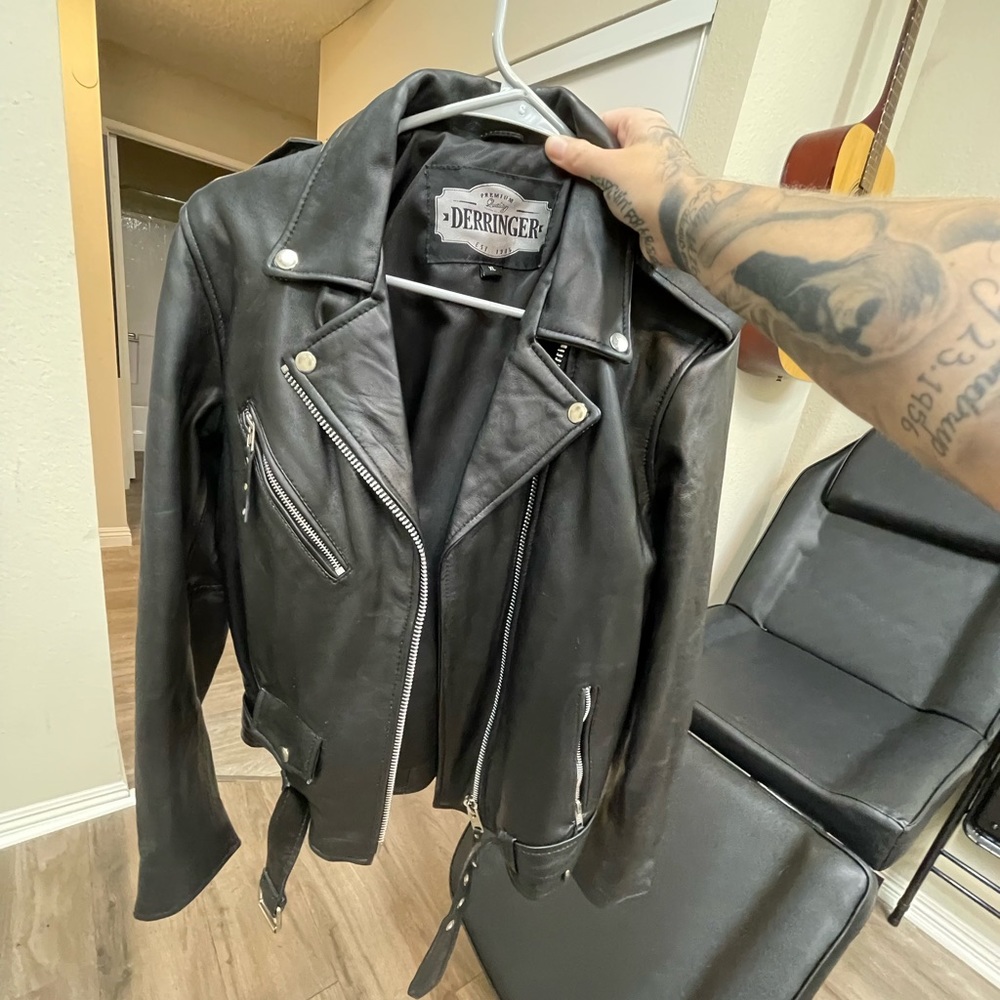 Derringer lambskin leather jacket size xl women